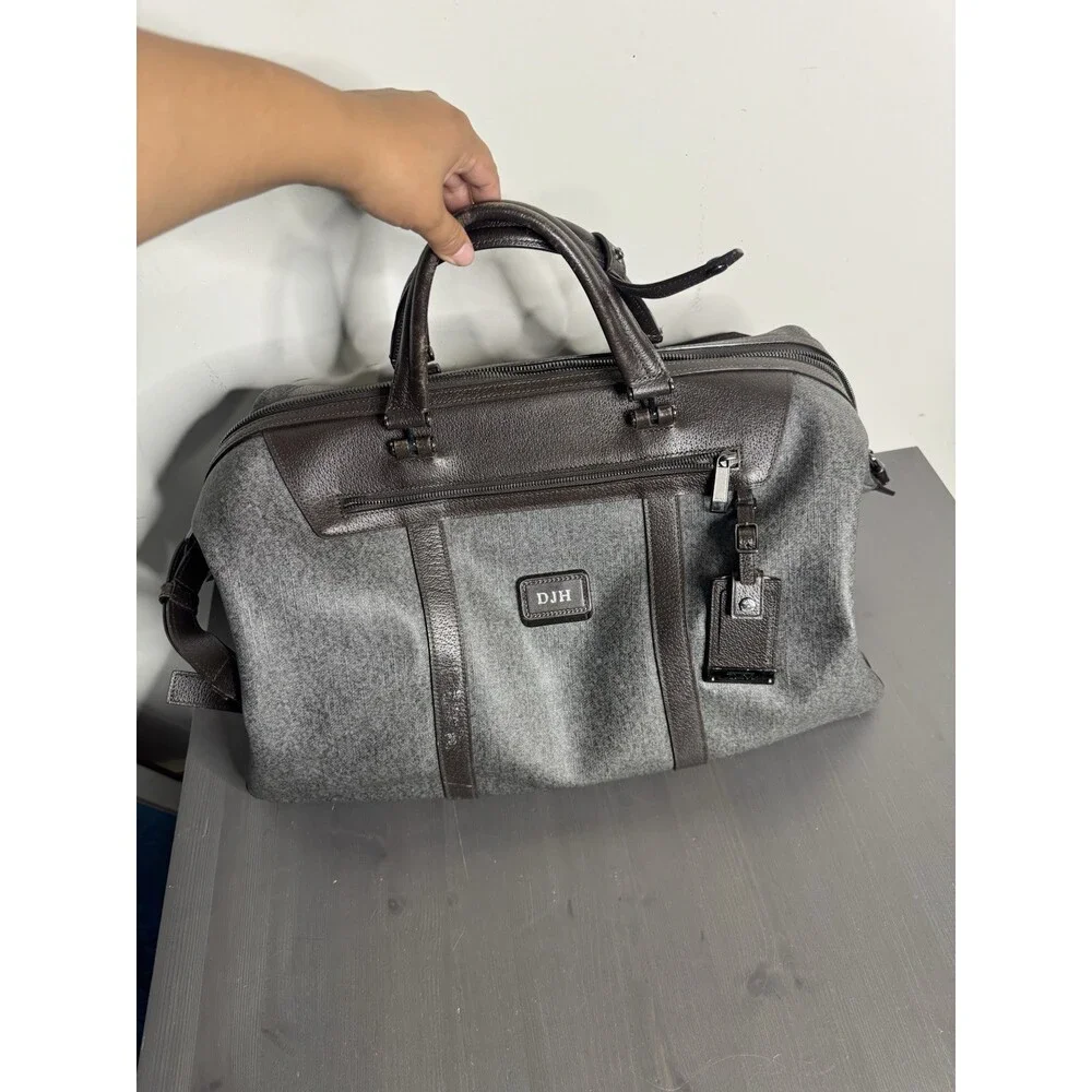 Authentic TUMI Astor San Remo Duffel Earl Grey Brown Leather Weekender Bag - Picture 2 of 13